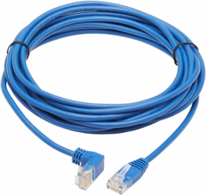 Cat6 Gigabit Down-Angle Molded Slim Ethernet Cable 15 ft., Blue, 1 Gbps