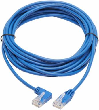 Left-Angle Cat6 Gigabit Ethernet Cable, Blue, 15 ft., 1 Gbps