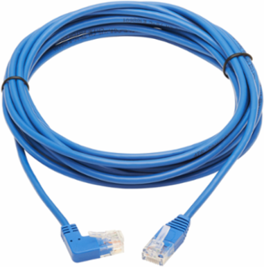 Right-Angle Cat6 Gigabit Slim UTP Ethernet Cable 15 ft, 1 Gbps, Blue