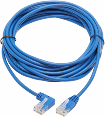 Left-Angle Cat6 Gigabit Ethernet Cable, Blue, 20 ft, 1 Gbps, PVC