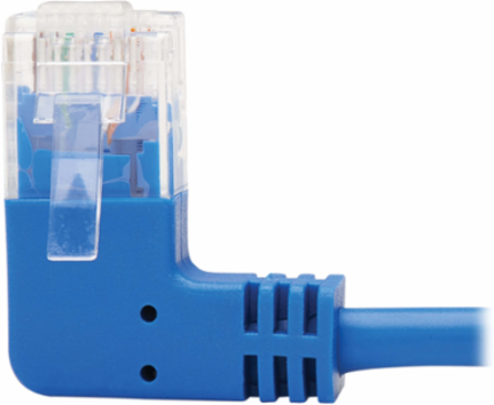 Left-Angle Cat6 Gigabit Ethernet Cable, Blue, 20 ft, 1 Gbps, PVC