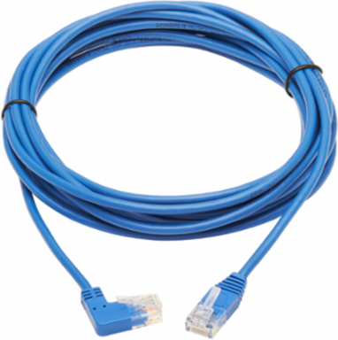 Right-Angle Cat6 Gigabit Ethernet Cable, Blue, 20 ft, UTP, 1 Gbps, 28 AWG