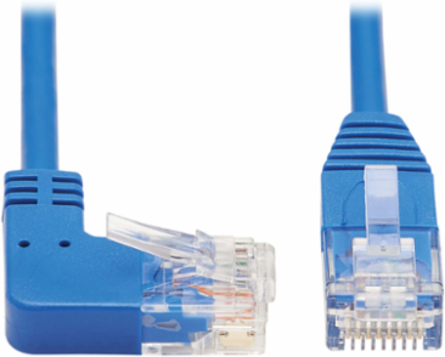Right-Angle Cat6 Gigabit Ethernet Cable, Blue, 20 ft, UTP, 1 Gbps, 28 AWG