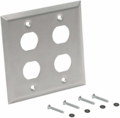 4 Port Double Gang Faceplate, Stainless Steel, IP44, Lifetime Warranty