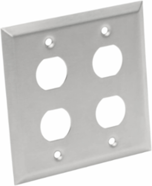 4 Port Double Gang Faceplate, Stainless Steel, IP44, Lifetime Warranty