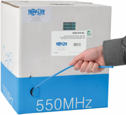 Cat6 Gigabit Bulk UTP Solid PVC Cable 1000 ft., Blue, CMR, 1Gbps