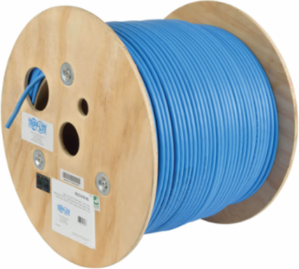 Cat6a 10G Bulk 1000 ft Solid-Core UTP Cable, Blue, CMR Rated, 23 AWG