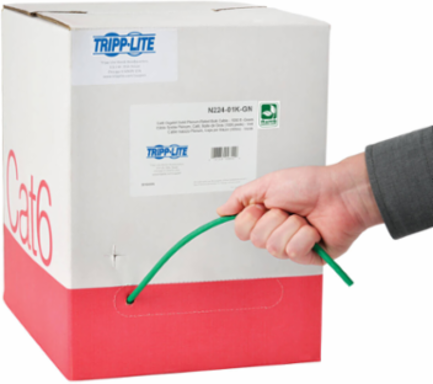 1000 ft Cat6 Gigabit Solid-Core Plenum-Rated UTP Cable, Green, 550 MHz/1 Gbps