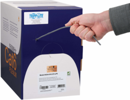 Cat6 Ethernet Cable 1000 ft, CMP-LP 0.5A Plenum, 100W PoE, Solid 23 AWG