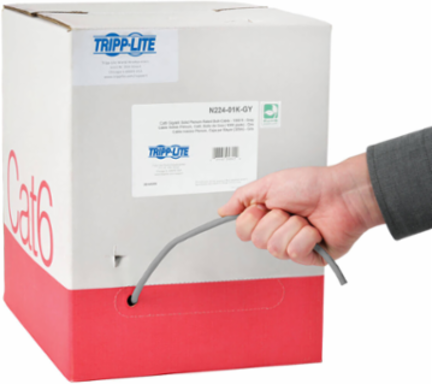 Cat6 Gigabit Solid Plenum Cable, UTP, 1000 ft, 1 Gbps, Gray