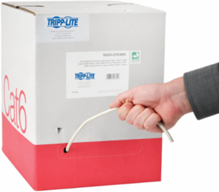 Cat6 Gigabit Solid-Core CMP Plenum Cable, 1000 ft., 23 AWG, UTP, White