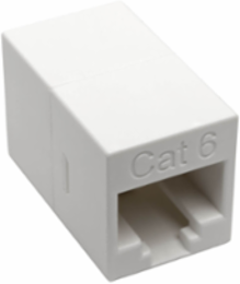 Cat6 Straight-Through Modular Coupler RJ45 F/F, White, UL-Listed