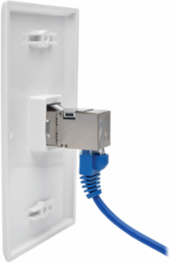 Cat6 Modular Shielded In-Line Coupler with 90-Degree RJ45 Port
