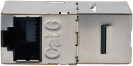 Cat6 Modular Shielded In-Line Coupler with 90-Degree RJ45 Port