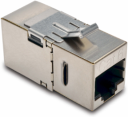 Cat6 Modular Shielded In-Line Coupler with 90-Degree RJ45 Port