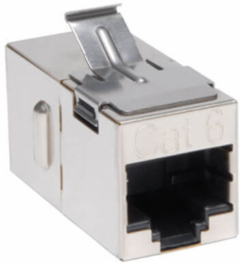 Cat6 Straight-Through Shielded In-line Snap-in Coupler RJ45 F/F