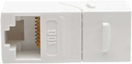 90-Degree Down-Angled Cat6a Modular Coupler, White, RJ45 F/F