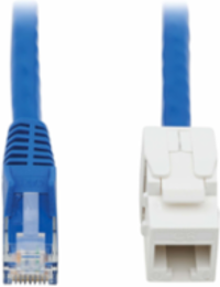 Cat6 PoE+ Keystone Jack Cable Assembly 18 Inch, UTP, 1Gbps, Blue