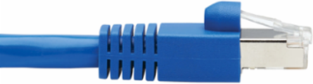 Cat6a Shielded Keystone Jack Cable Assembly, 18 Inch, RJ45 M/F, 10 Gbps, Blue