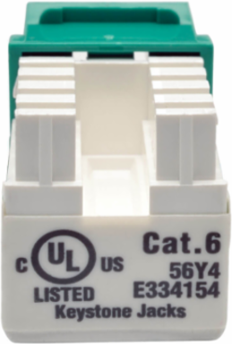 Green Cat6/Cat5e 110 Punch Down Keystone Jack, UTP, Lifetime Warranty