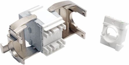 Toolless Cat6a Keystone Jack, PoE+ Compliant, Gray, 1 Port