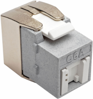 Toolless Cat6a Keystone Jack, PoE+ Compliant, Gray, 1 Port