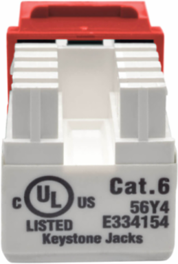 Cat6/Cat5e 110 Punch Down Keystone Jack, Red, UTP, Lifetime Warranty