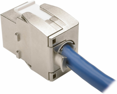 Shielded Cat6a Keystone Jack, PoE+ Compliant, Silver, 1 Port