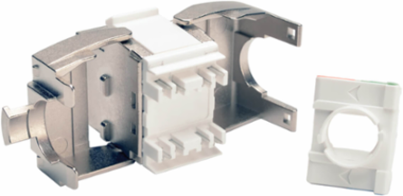 Shielded Cat6a Keystone Jack, PoE+ Compliant, Silver, 1 Port
