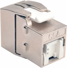 Shielded Cat6a Keystone Jack, PoE+ Compliant, Silver, 1 Port
