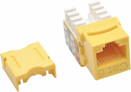 Cat6/Cat5e Keystone Jack, Yellow, 110 IDC, TAA Compliant