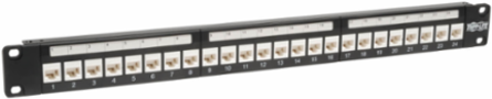 24-Port Cat6 Low Profile Feed-Through Patch Panel, 1U Rack/Walls Mount
