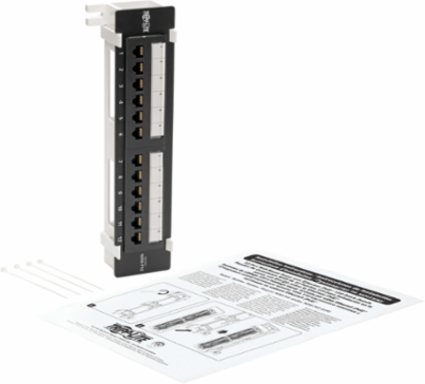 12-Port Cat6 Wall-Mount Patch Panel, PoE+ Compliant, RJ45, TAA