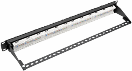 24-Port 1U Rack-Mount Cat6a Patch Panel, 10 GbE, Includes Cable Management Bar