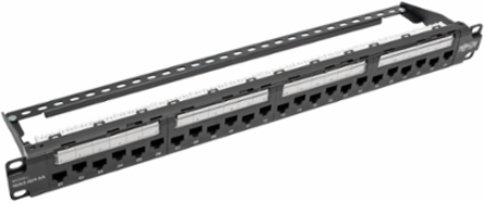 24-Port 1U Rack-Mount Cat6a Patch Panel, 10 GbE, Includes Cable Management Bar