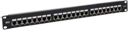 Cat5e/Cat6 24-Port Shielded Patch Panel, 1U Rack-Mount, 5GbE