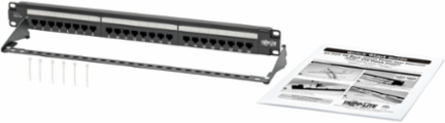 24-Port Cat6 Rack-Mount Patch Panel, PoE+ Compliant, 1U, RJ45, Lifetime Warranty
