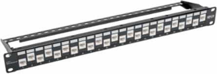 24-Port 1U Rack-Mount Cat6a Feed-Through Patch Panel, 10 Gbps, TAA Compliant