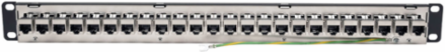 24-Port 1U Rack-Mount STP Shielded Cat6a Patch Panel, 10 Gbps Ethernet
