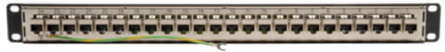 24-Port 1U Shielded Cat6 Rack-Mount Patch Panel, RJ45, Black, TAA Compliant