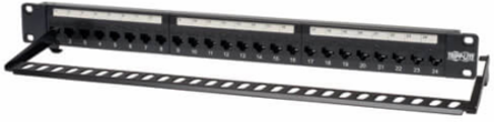 24-Port 1U Rack-Mount Cat6 Feedthrough Patch Panel, 30W PoE+, Black