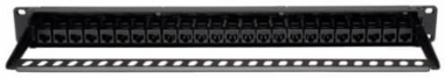 24-Port 1U Rack-Mount Cat6 Feedthrough Patch Panel, 30W PoE+, Black