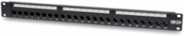24-Port 1U Rack-Mount Cat6 Feedthrough Patch Panel, 30W PoE+, Black