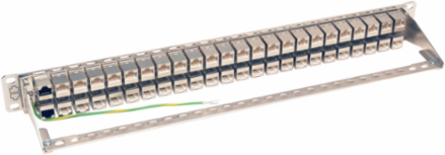 48-Port 1U Rack-Mount STP Shielded Cat6a Patch Panel, 10 Gbps