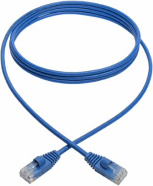 Cat6a 10G Slim UTP Ethernet Cable, 6 ft, Snagless, Blue, 28 AWG