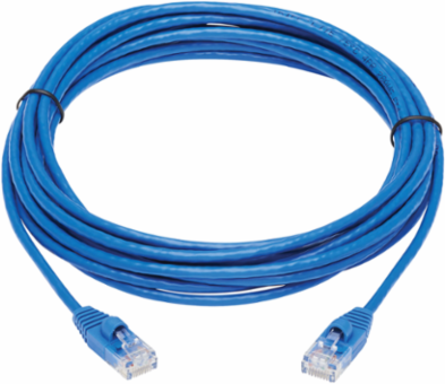Cat6a 10G Slim UTP Ethernet Cable, 15 ft, Blue, 28 AWG, Snagless
