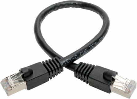 Cat6a Snagless Shielded STP Ethernet Cable, 10Gbps, 1 ft., Black