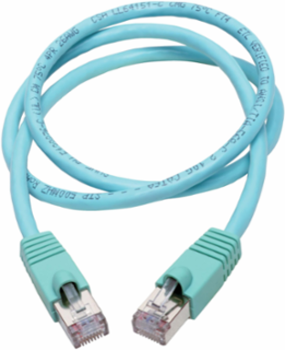 Cat6a 10G-Certified Snagless STP Ethernet Cable 3 ft., PoE, Aqua