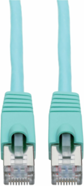 Cat6a 10G-Certified Snagless STP Ethernet Cable 3 ft., PoE, Aqua