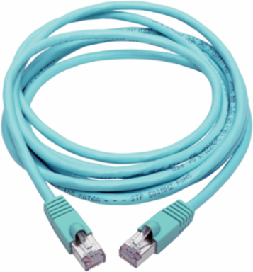 Cat6a 10G Certified Snagless Shielded STP Ethernet Cable, 10 ft., Aqua